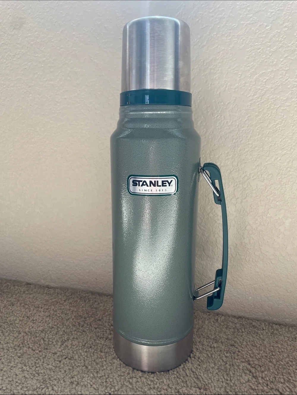 Vintage Stanley Thermos Coffee Green Outdoor Camping Canteen Insulated Army